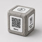 Cubo steampunk cemento e rame Espositore QR Code Personalizzato | Effetto cemento Menu Digitale, Social Media, Wi-Fi | Stampa 3D e Incisione