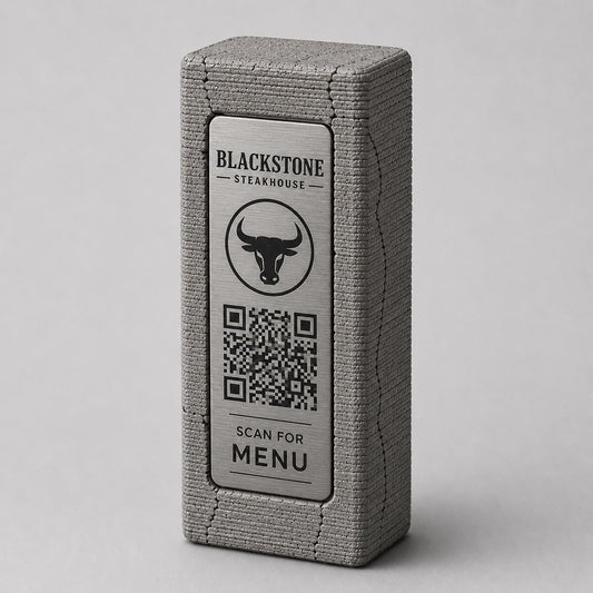 Totem stand qr cemento e rame Espositore QR Code Personalizzato | Effetto cemento Menu Digitale, Social Media| Stampa 3D e Incisione