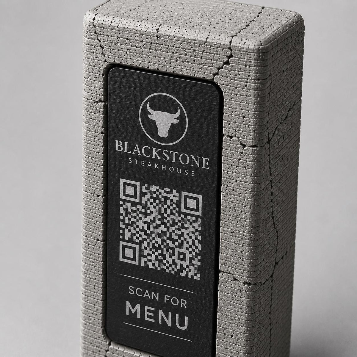 Totem stand qr cemento e oro Espositore QR Code Personalizzato | Effetto cemento Menu Digitale, Social Media| Stampa 3D e Incisione