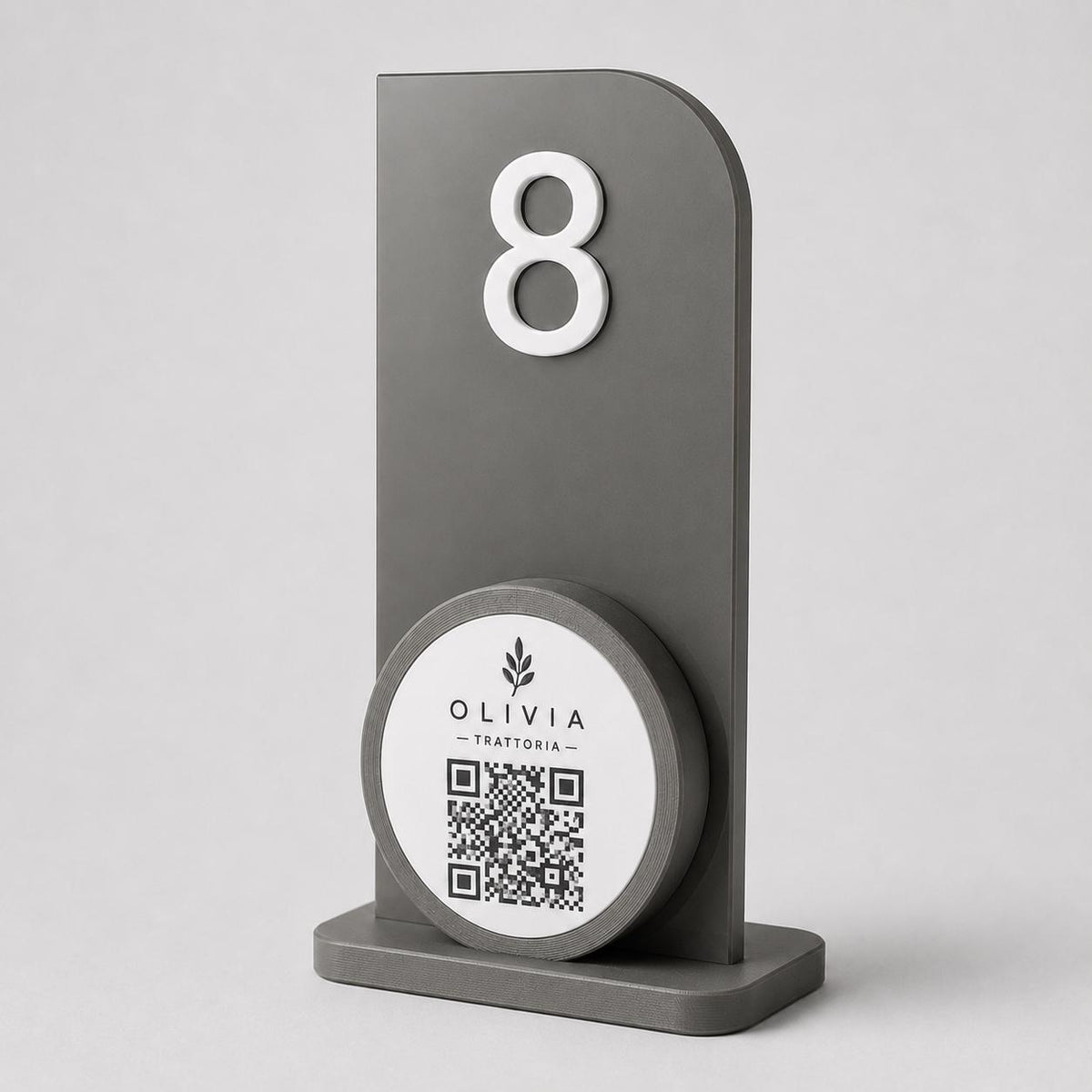 Portanumero da Tavolo terracotta QR Code, Segnatavolo Personalizzato per Ristoranti e Trattorie, Stampa 3D Minimalista, Porta Menu Digitale