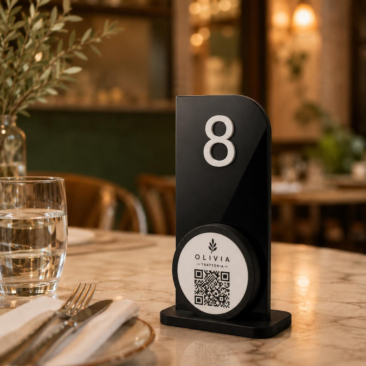 Portanumero da Tavolo terracotta QR Code, Segnatavolo Personalizzato per Ristoranti e Trattorie, Stampa 3D Minimalista, Porta Menu Digitale