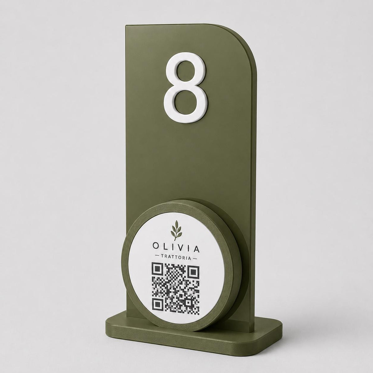 Portanumero da Tavolo terracotta QR Code, Segnatavolo Personalizzato per Ristoranti e Trattorie, Stampa 3D Minimalista, Porta Menu Digitale