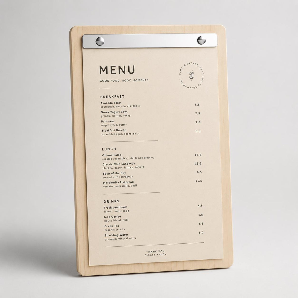 Portamenu tavoletta in legno bacchetta in plexiglas specchiato formato A4 Personalizzato | Menu Ristorante| Copertina Menu Pioppo Incisa