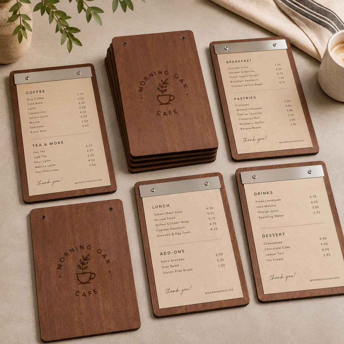 Portamenu tavoletta pioppo color noce in legno bacchetta plexiglas specchiato formato A4 Personalizzato | Menu Ristorante|Copertina incisa