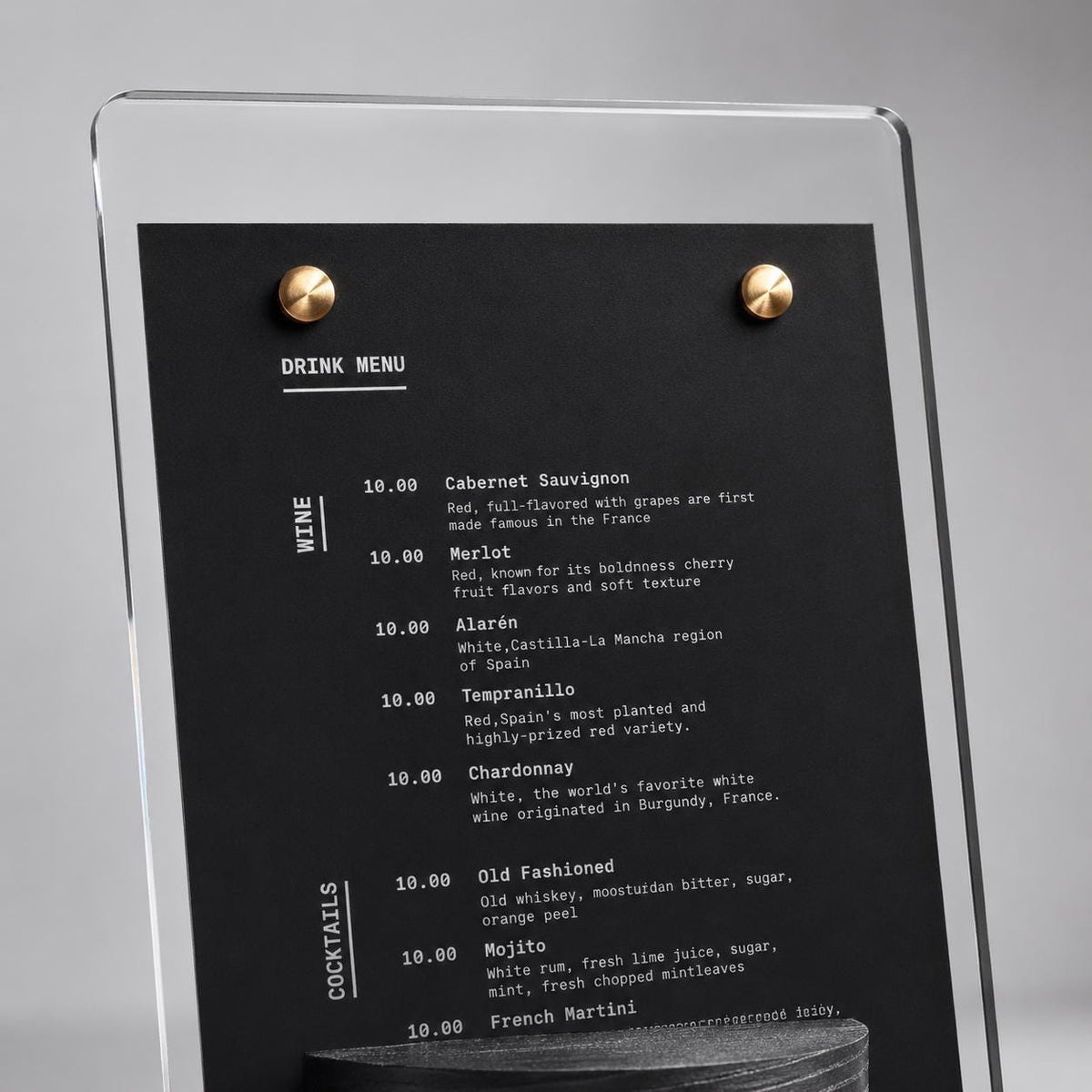 Porta Menu da Tavolo A5 – Base Stampata in 3D e Plexiglas Dai un tocco di design contemporaneo e originalità ai tavoli del tuo locale