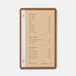 Portamenu tavoletta pioppo color noce in legno bacchetta verticale plexiglas specchiato formato A4 Personalizzato | Menu Ristorante