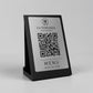 Qr code Nero acciaio elegante Personalizzato ScanFrame Stand in Metallo Inciso per Ristorante e Bar Segnatavolo Menu Digitale Display QR 3d