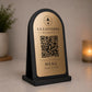 QR Code Menu arancio Personalizzato in Plexiglass Oro e Nero | Segnaposto Ristorante Elegante | Menu Digitale per Tavolo Menu Moderno