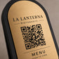 QR Code Menu azzurro Personalizzato in Plexiglass Oro e Nero | Segnaposto Ristorante Elegante | Menu Digitale per Tavolo Menu Moderno