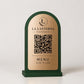 QR Code Menu azzurro Personalizzato in Plexiglass Oro e Nero | Segnaposto Ristorante Elegante | Menu Digitale per Tavolo Menu Moderno