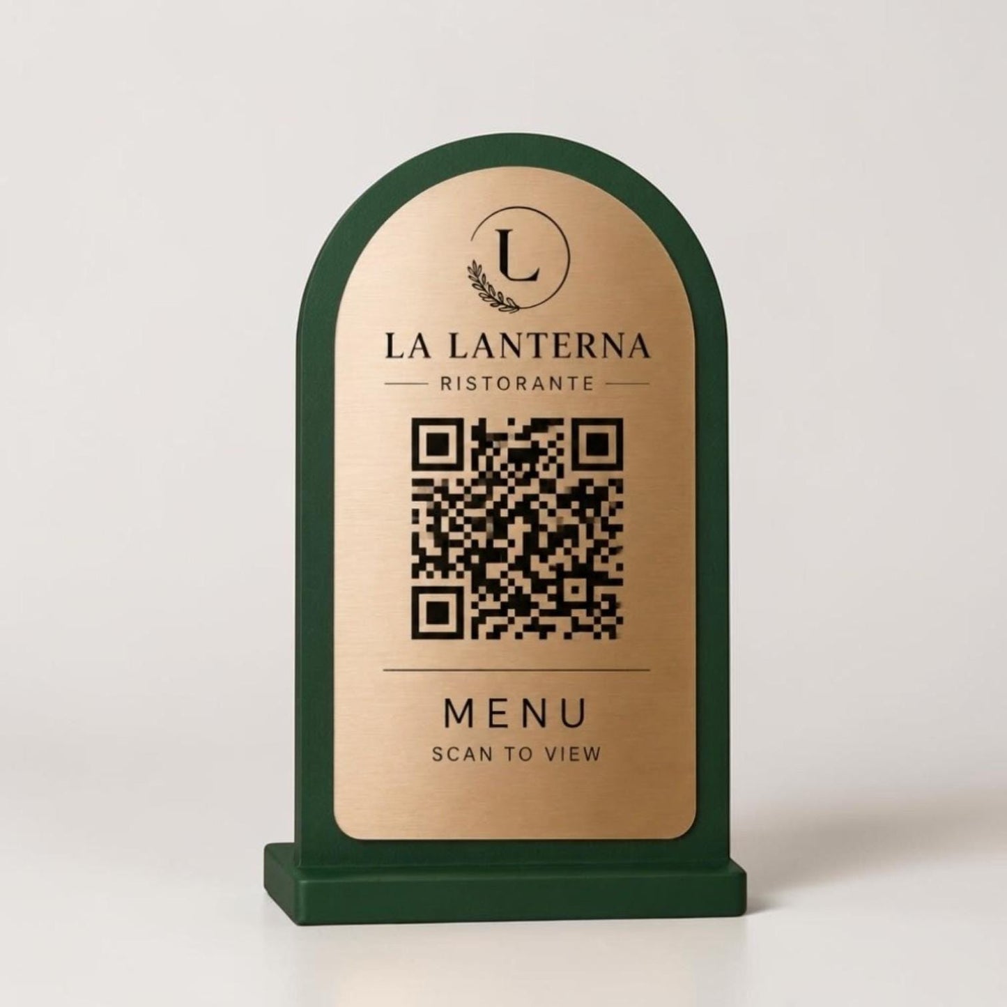 QR Code Menu azzurro Personalizzato in Plexiglass Oro e Nero | Segnaposto Ristorante Elegante | Menu Digitale per Tavolo Menu Moderno