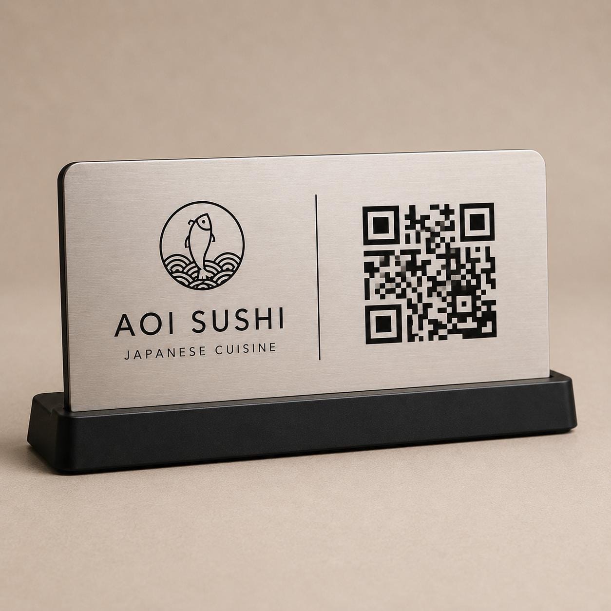 QR Code da tavolo ottone abs Personalizzato in Plexiglass Oro e Nero | Segnaposto Ristorante Elegante | Menu Digitale per Tavolo Menu