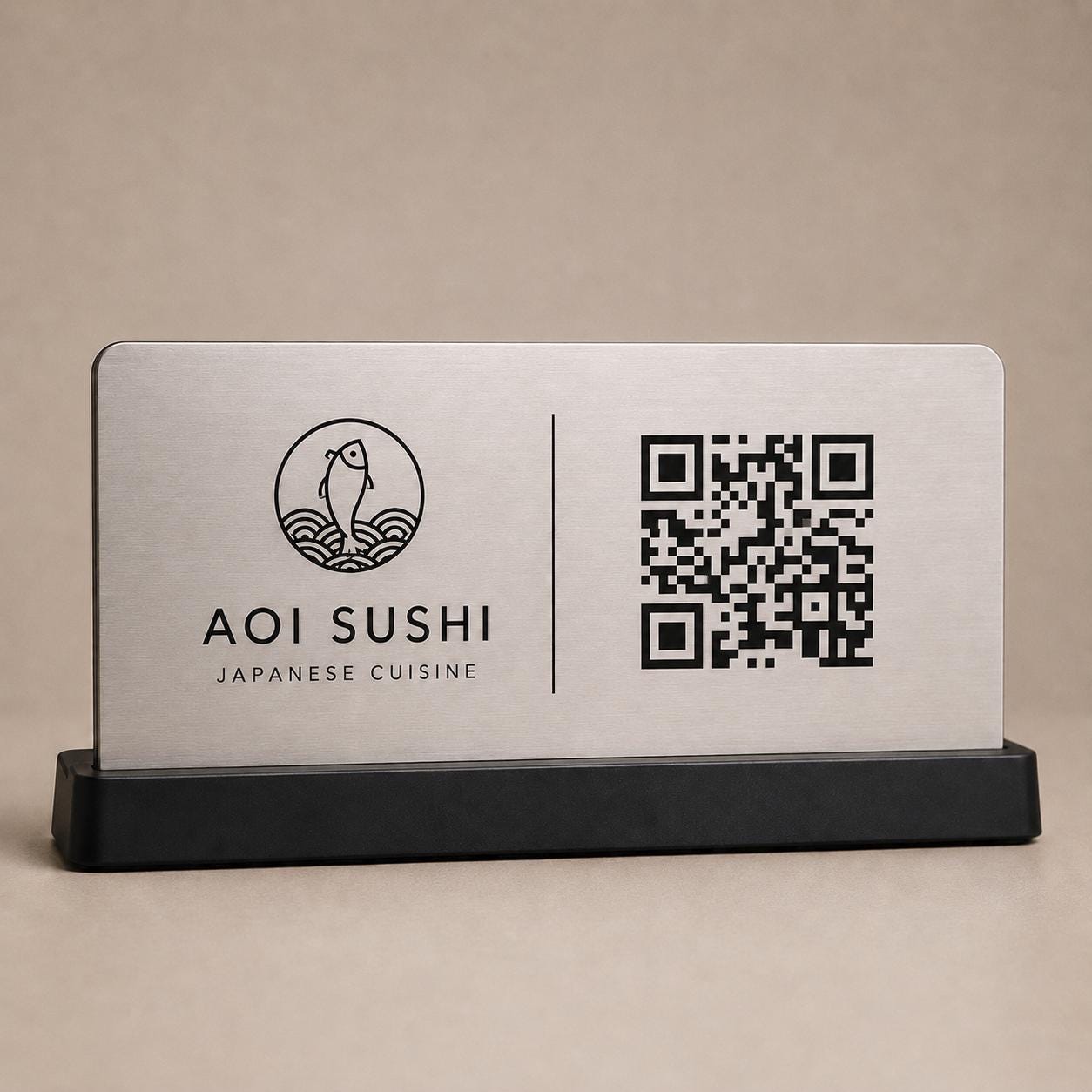 QR Code da tavolo blu abs Personalizzato in Plexiglass Oro e Nero | Segnaposto Ristorante Elegante | Menu Digitale per Tavolo Menu