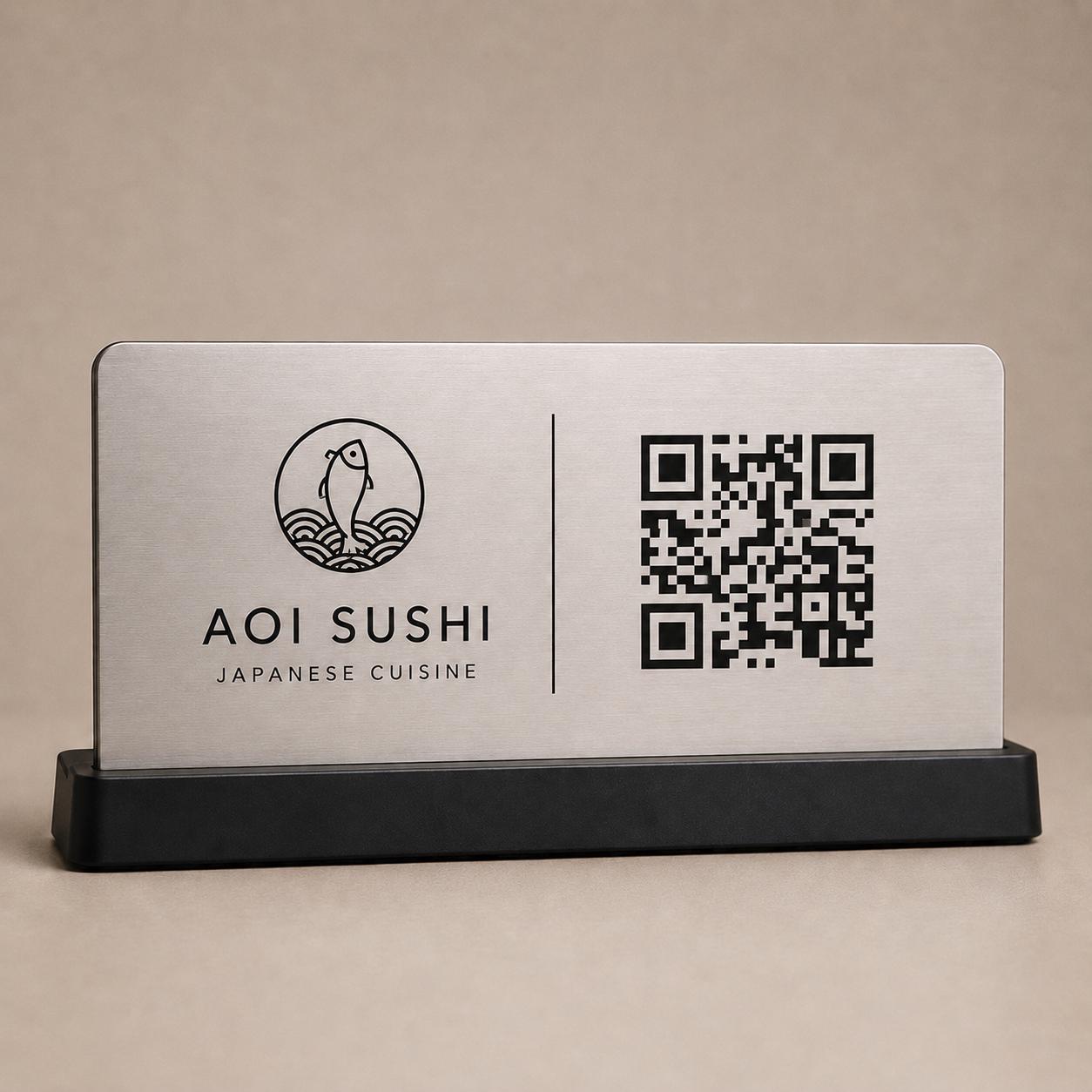 QR Code da tavolo acciaio oro abs Personalizzato in Plexiglass Oro e Nero | Segnaposto Ristorante Elegante | Menu Digitale per Tavolo Menu