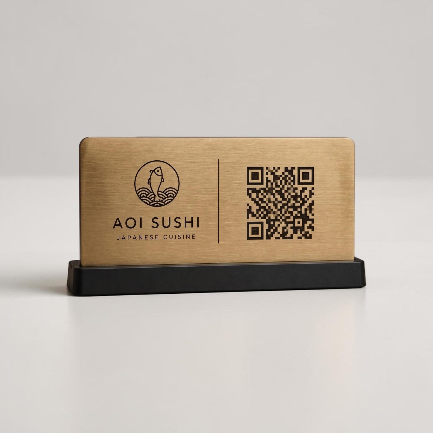 QR Code da tavolo acciaio oro abs Personalizzato in Plexiglass Oro e Nero | Segnaposto Ristorante Elegante | Menu Digitale per Tavolo Menu