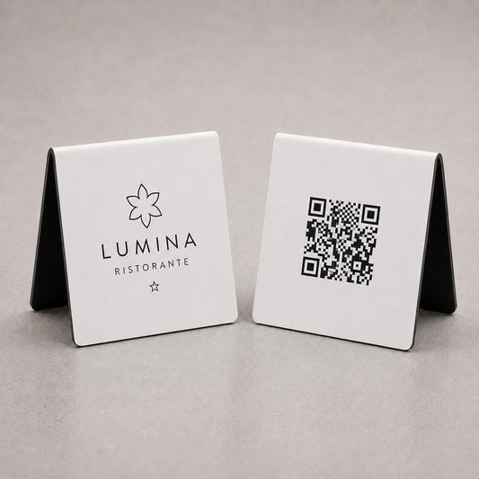 QR Code cavalierino in abs effetto bianco Personalizzato | Segnaposto Ristorante Elegante | Menu Digitale Menu Cavaliere qr