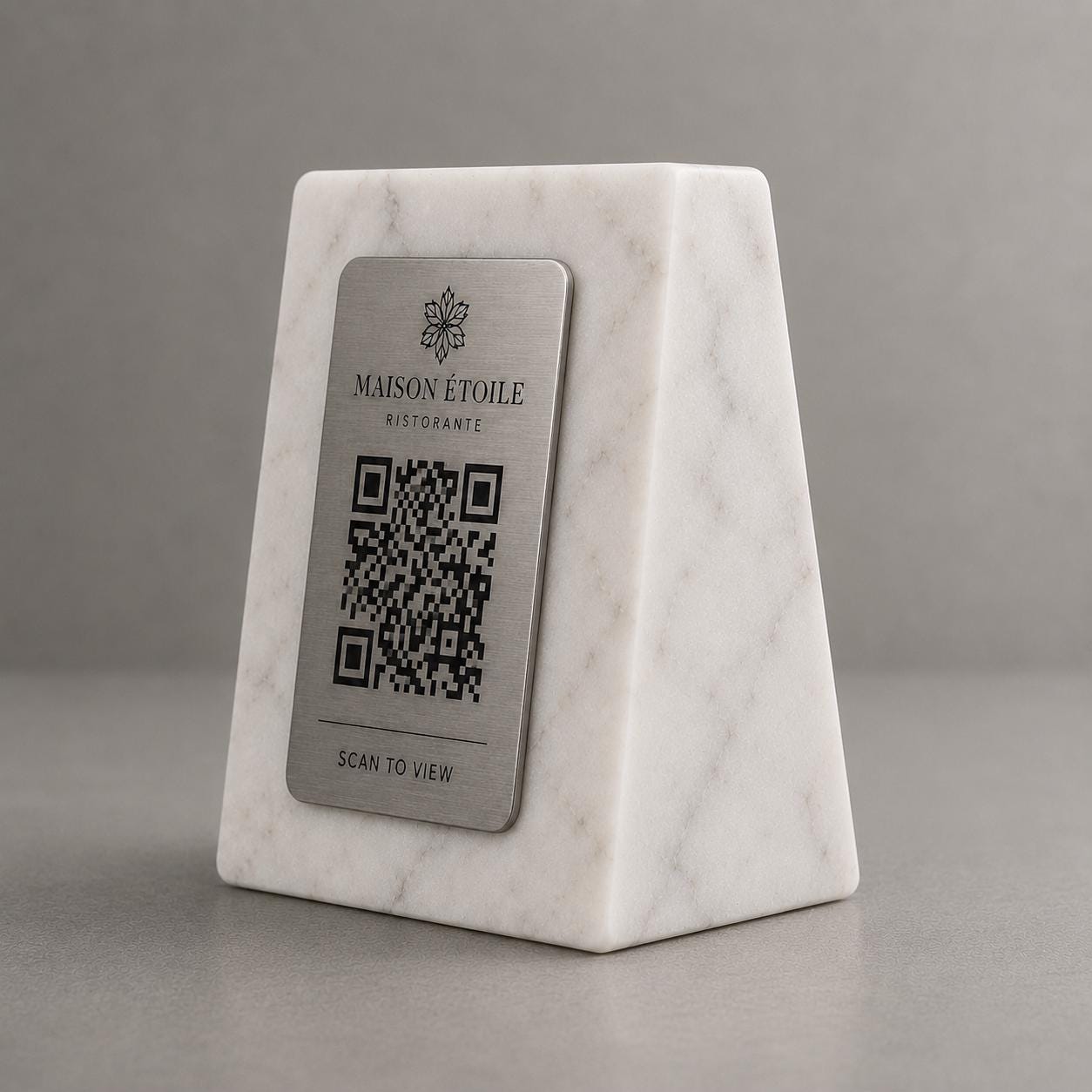 QR Code in pla effetto marmo Personalizzato | Segnaposto Ristorante Elegante | Menu Digitale Menu Cavaliere qr