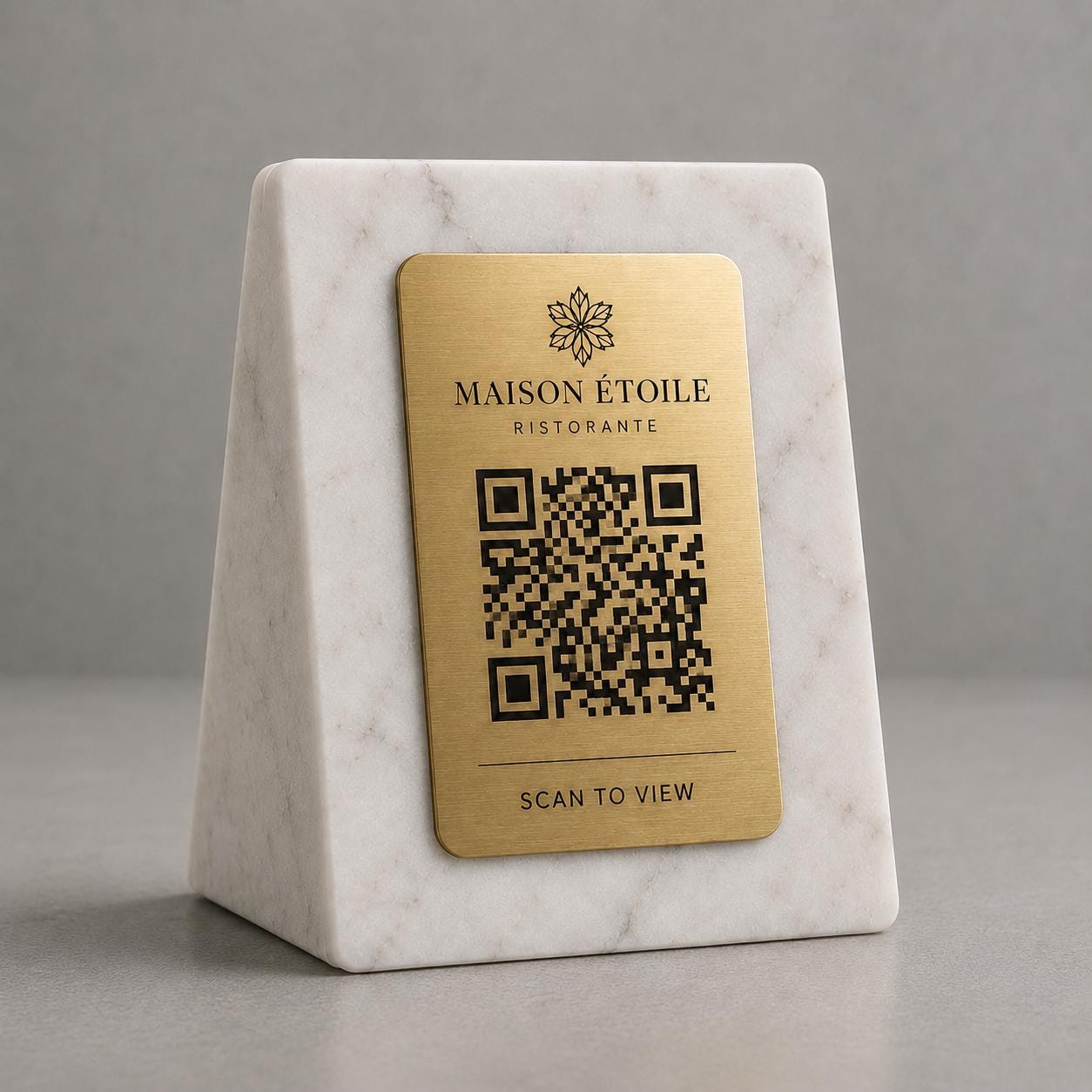 QR Code in pla effetto marmo e bianco Personalizzato | Segnaposto Ristorante Elegante | Menu Digitale Menu Cavaliere qr