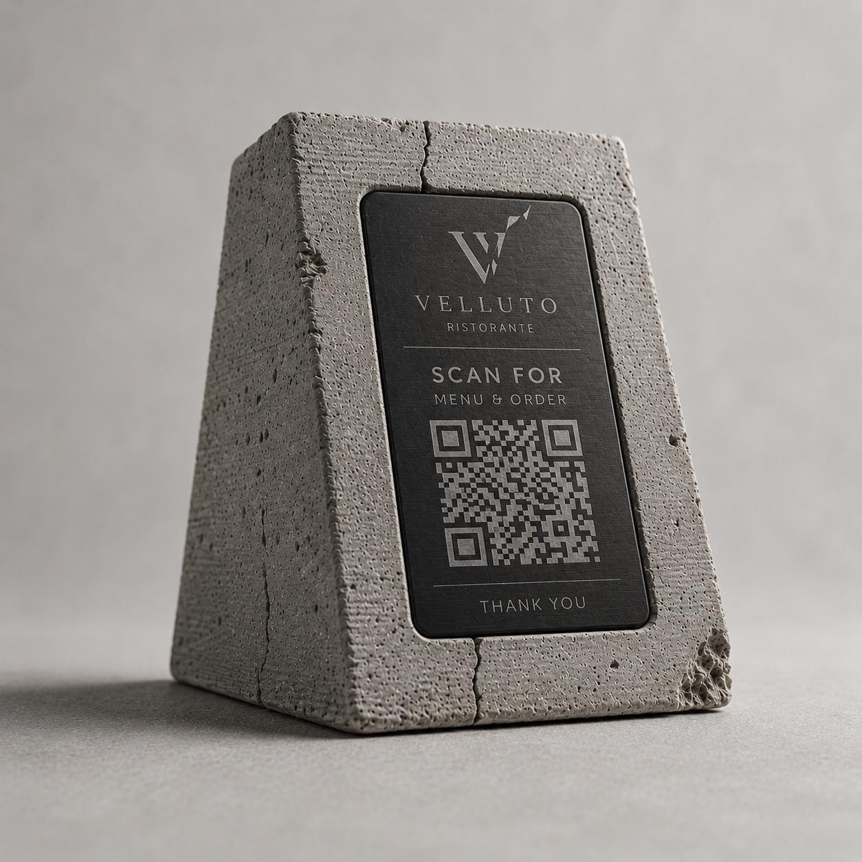 QR Code in pla effetto cemento e bianco Personalizzato | Segnaposto Ristorante Elegante | Menu Digitale Menu Cavaliere qr