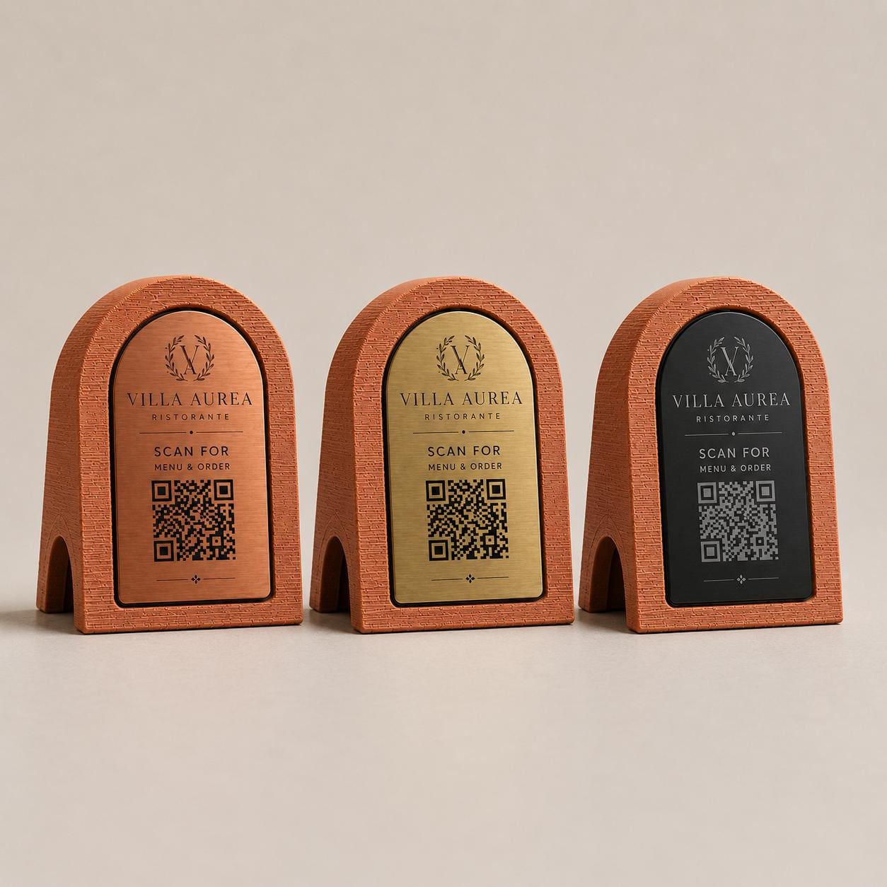 QR Code in pla effetto terracotta bianco Personalizzato | Segnaposto Ristorante Elegante | Menu Digitale Menu Cavaliere