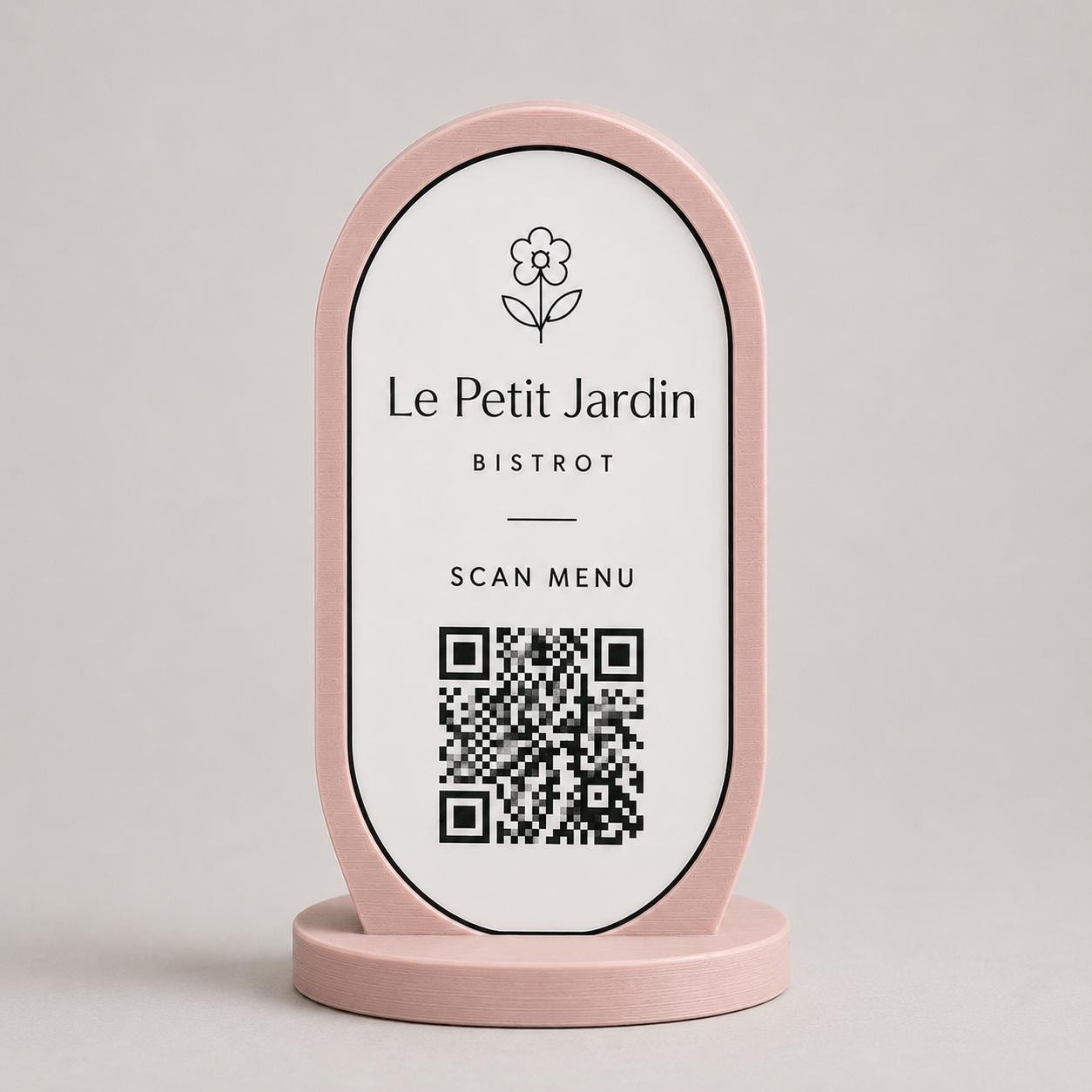 Porta Menu QR Code linea POP Bistrò Rosa confetto Personalizzato per Ristorante e Bar Segnatavolo Menu Digitale Display QR 3d