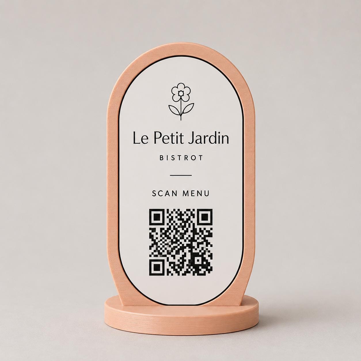 Porta Menu QR Code linea POP Bistrò Arancio Pesca Personalizzato per Ristorante e Bar Segnatavolo Menu Digitale Display QR 3d