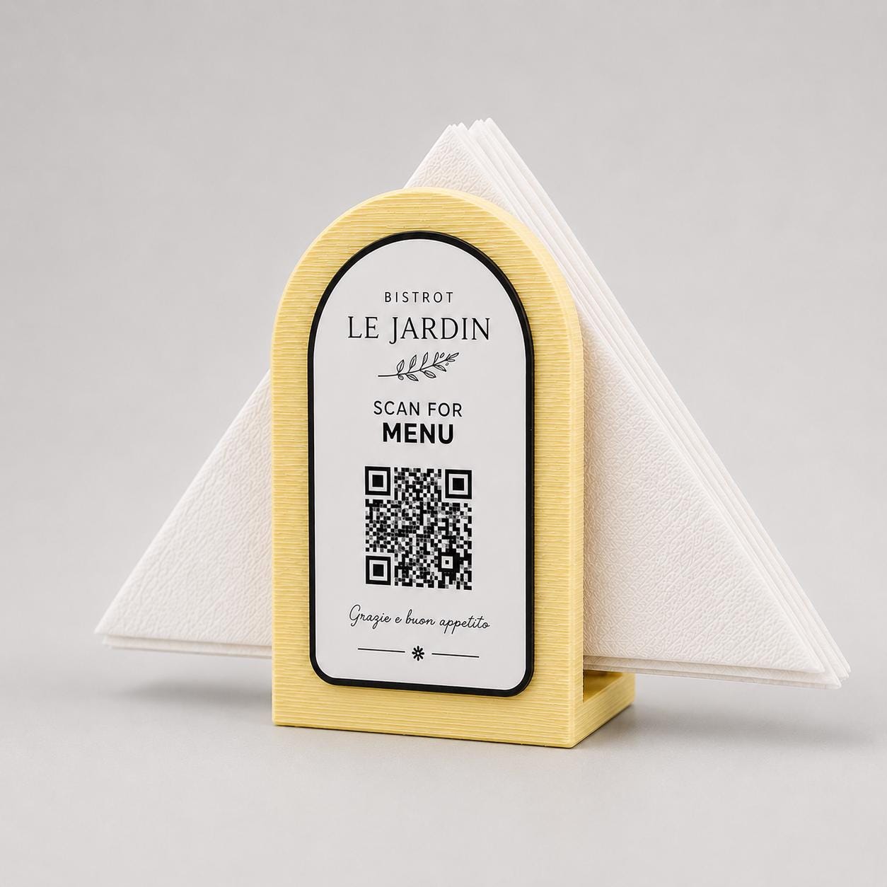 Portatovaglioli QR Code linea POP Bistrò salmone Personalizzato per Ristorante e Bar Segnatavolo Menu Digitale Display QR 3d