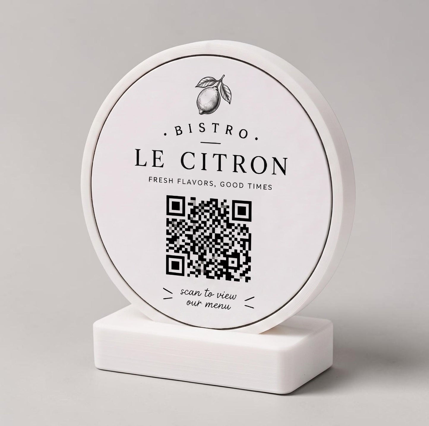 stand tondo QR Code linea POP Bistrò Rosa confetto Personalizzato per Ristorante e Bar Segnatavolo Menu Digitale Display QR 3d