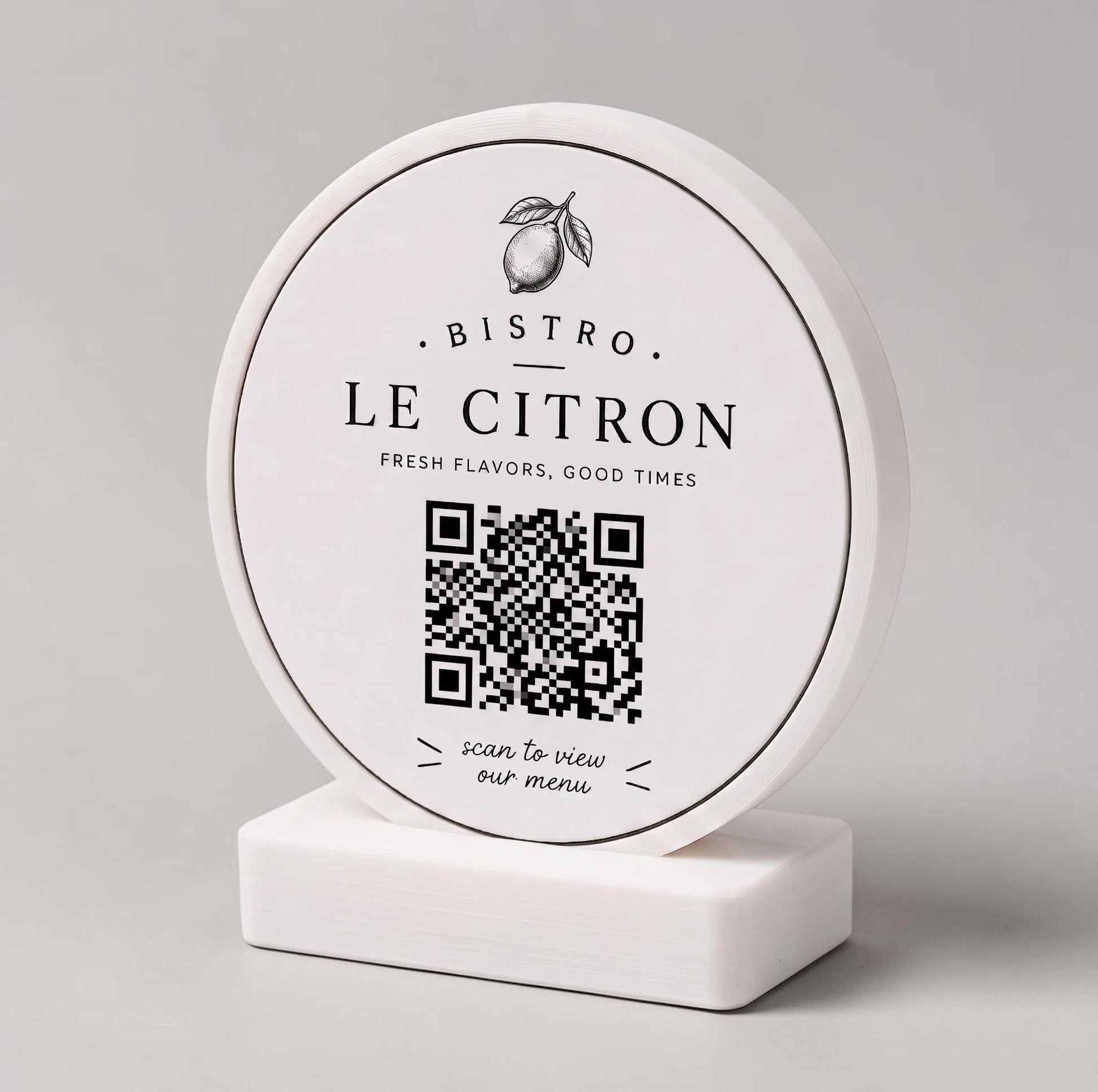 stand tondo QR Code linea POP Bistrò Rosa confetto Personalizzato per Ristorante e Bar Segnatavolo Menu Digitale Display QR 3d