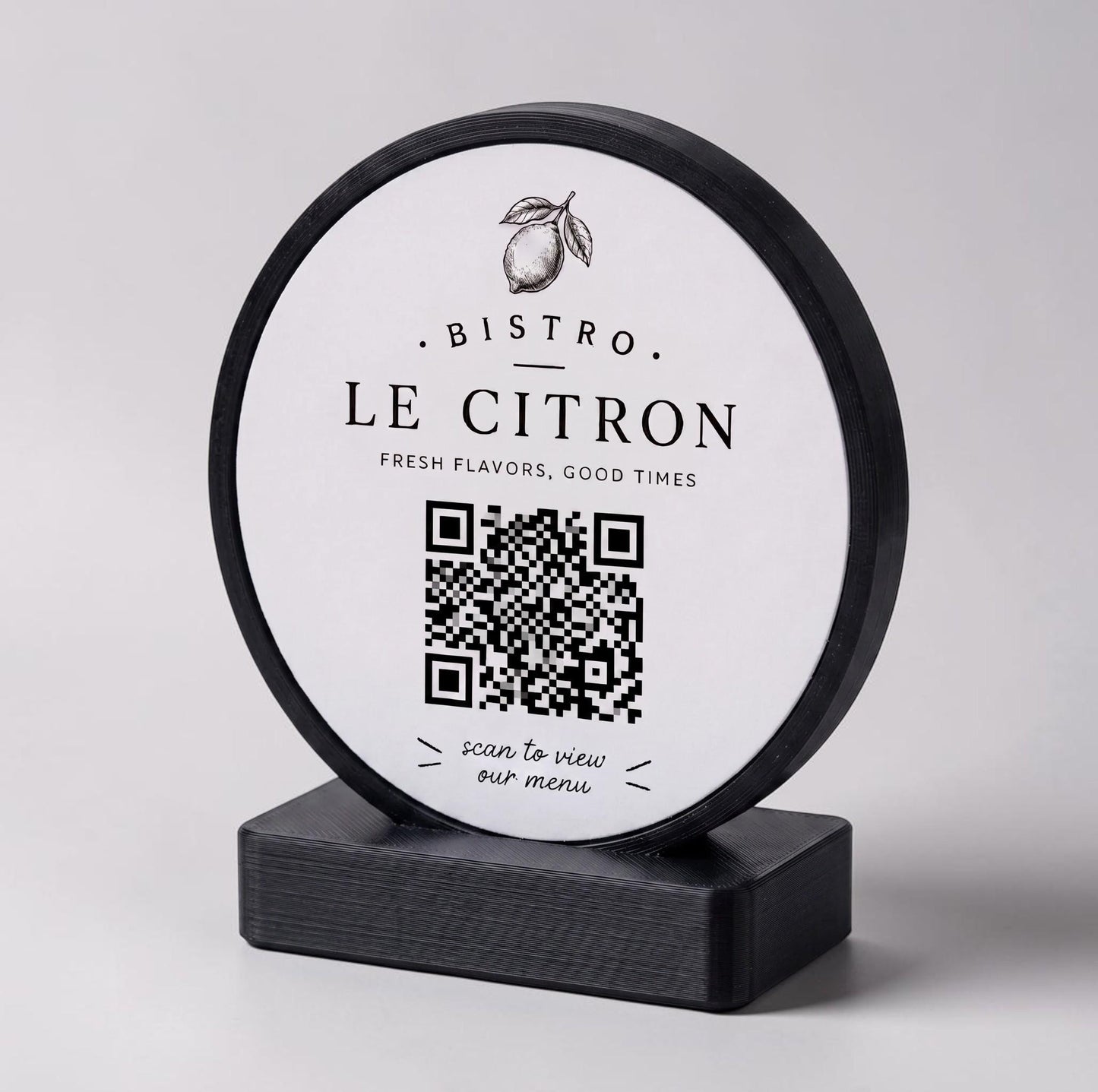 stand tondo QR Code linea POP Bistrò Rosa confetto Personalizzato per Ristorante e Bar Segnatavolo Menu Digitale Display QR 3d