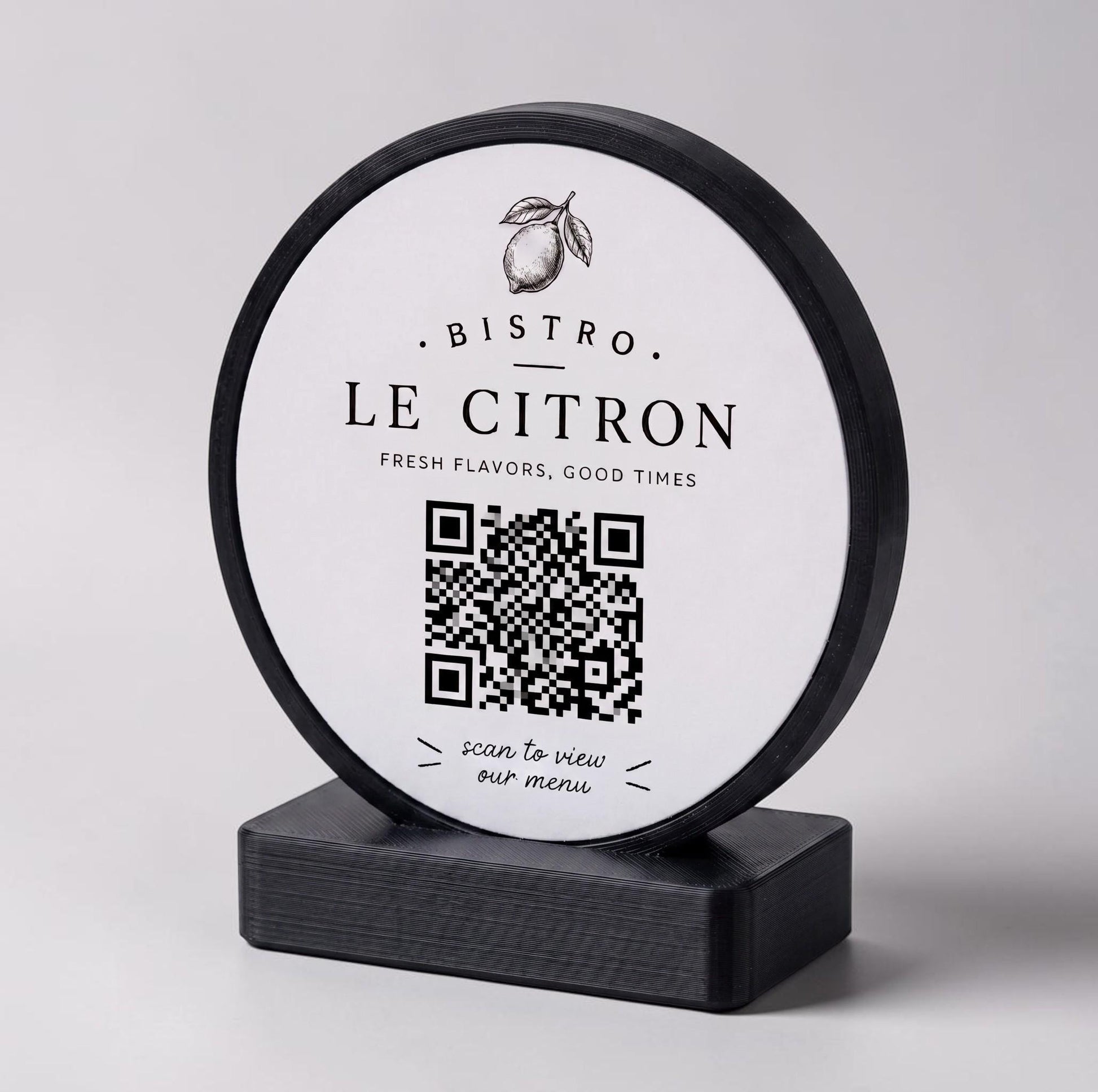 stand tondo QR Code linea POP Bistrò Rosa confetto Personalizzato per Ristorante e Bar Segnatavolo Menu Digitale Display QR 3d