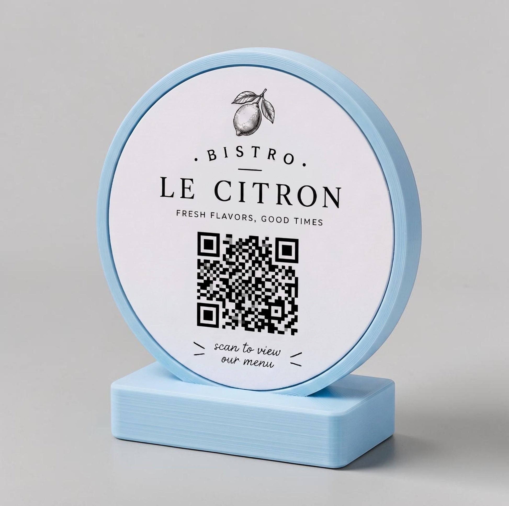 stand tondo QR Code linea POP Bistrò nero opaco Personalizzato per Ristorante e Bar Segnatavolo Menu Digitale Display QR 3d