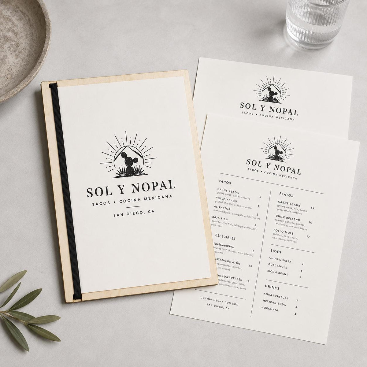 Portamenu in Legno con Elastico Personalizzato | Tavoletta Portamenu Minimal per Ristorante e Pub, Portablocco Listino Prezzi Moderno
