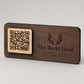 Targhetta QR Code in legno color chiaro personalizzato con logo, segnatavolo inciso laser per menu digitale ristorante bar hotel