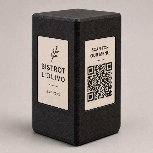 Totem QR Code linea POP nero elegante Personalizzato per Ristorante e Bar Segnatavolo Menu Digitale Display QR 3d