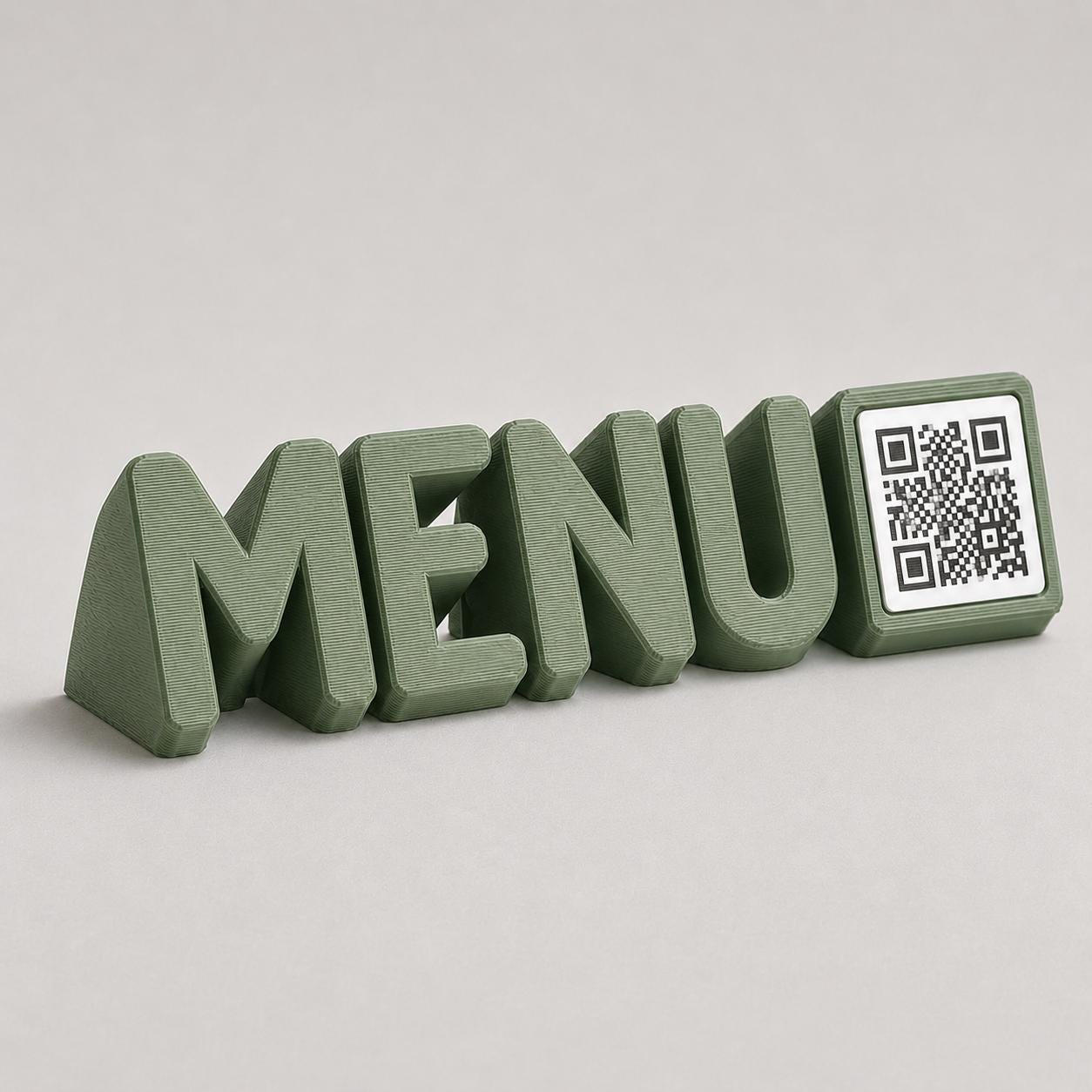 Scritta menu 3d qr code Linea TYPOGRAFY rosa Personalizzato per Ristorante e Bar Segnatavolo Menu Digitale Display QR 3d