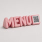 Scritta menu 3d qr code Linea TYPOGRAFY giallo Personalizzato per Ristorante e Bar Segnatavolo Menu Digitale Display QR 3d