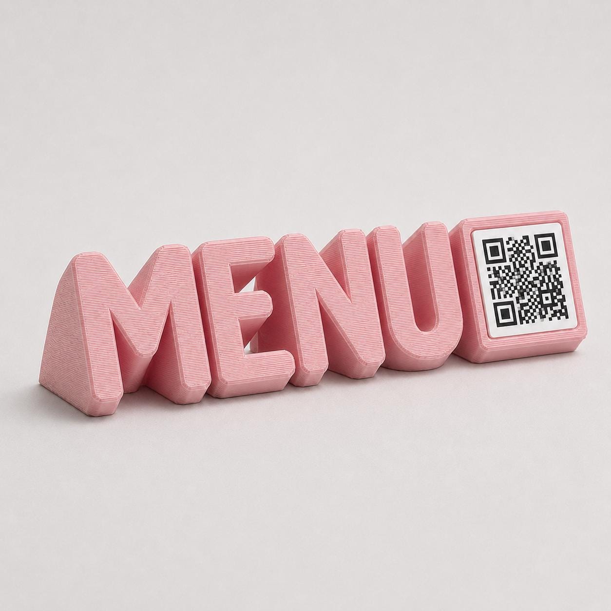 Scritta menu 3d qr code Linea TYPOGRAFY giallo Personalizzato per Ristorante e Bar Segnatavolo Menu Digitale Display QR 3d