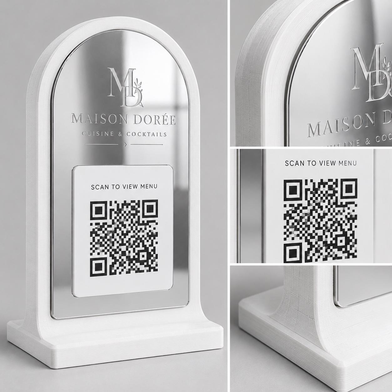 Stand qr code menu 3d qr code Linea PLEXY luxury Personalizzato per Ristorante e Bar Segnatavolo Menu Digitale Display QR 3d