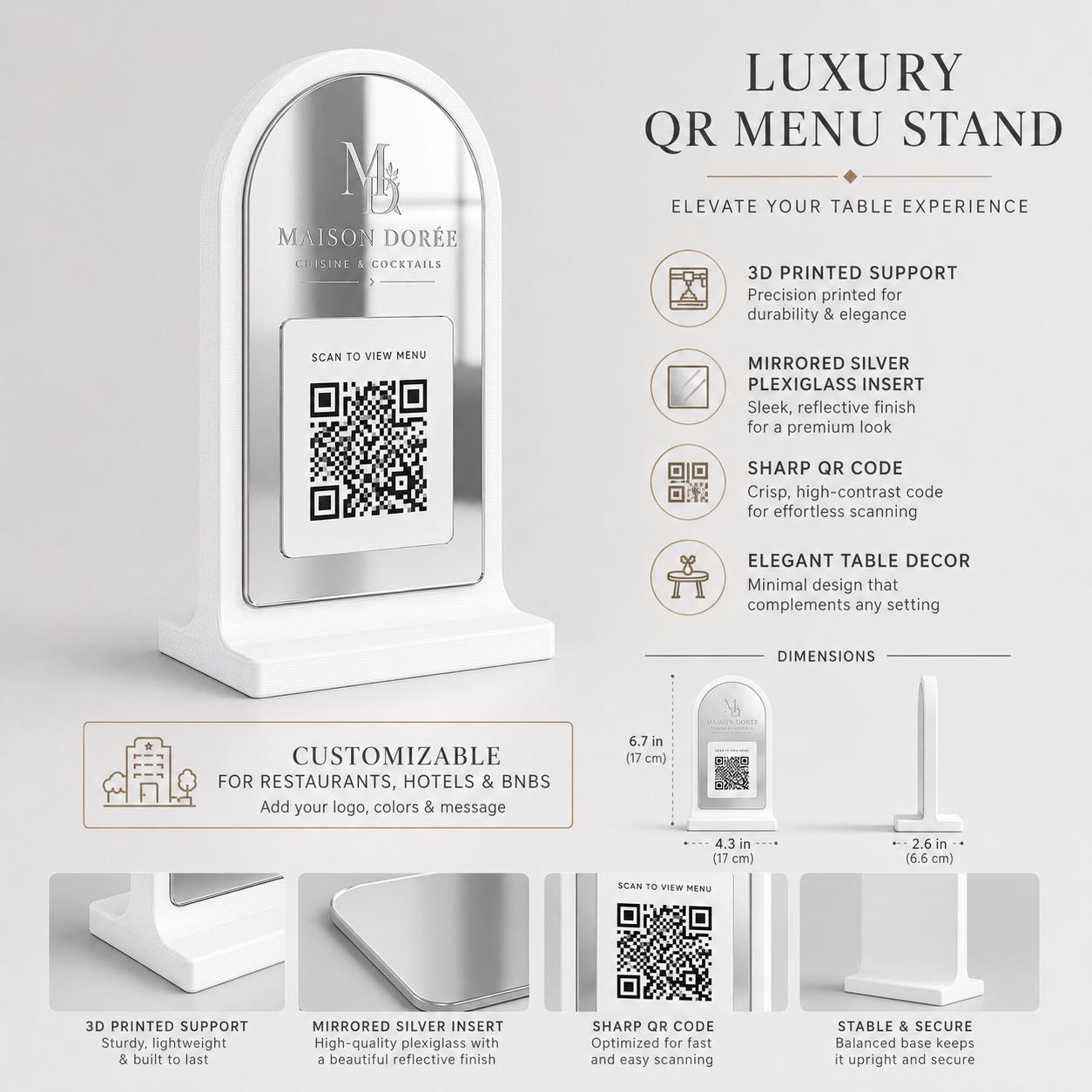 Stand qr code menu 3d qr code Linea PLEXY luxury verde salvia Personalizzato per Ristorante e Bar Segnatavolo Menu Digitale Display QR 3d