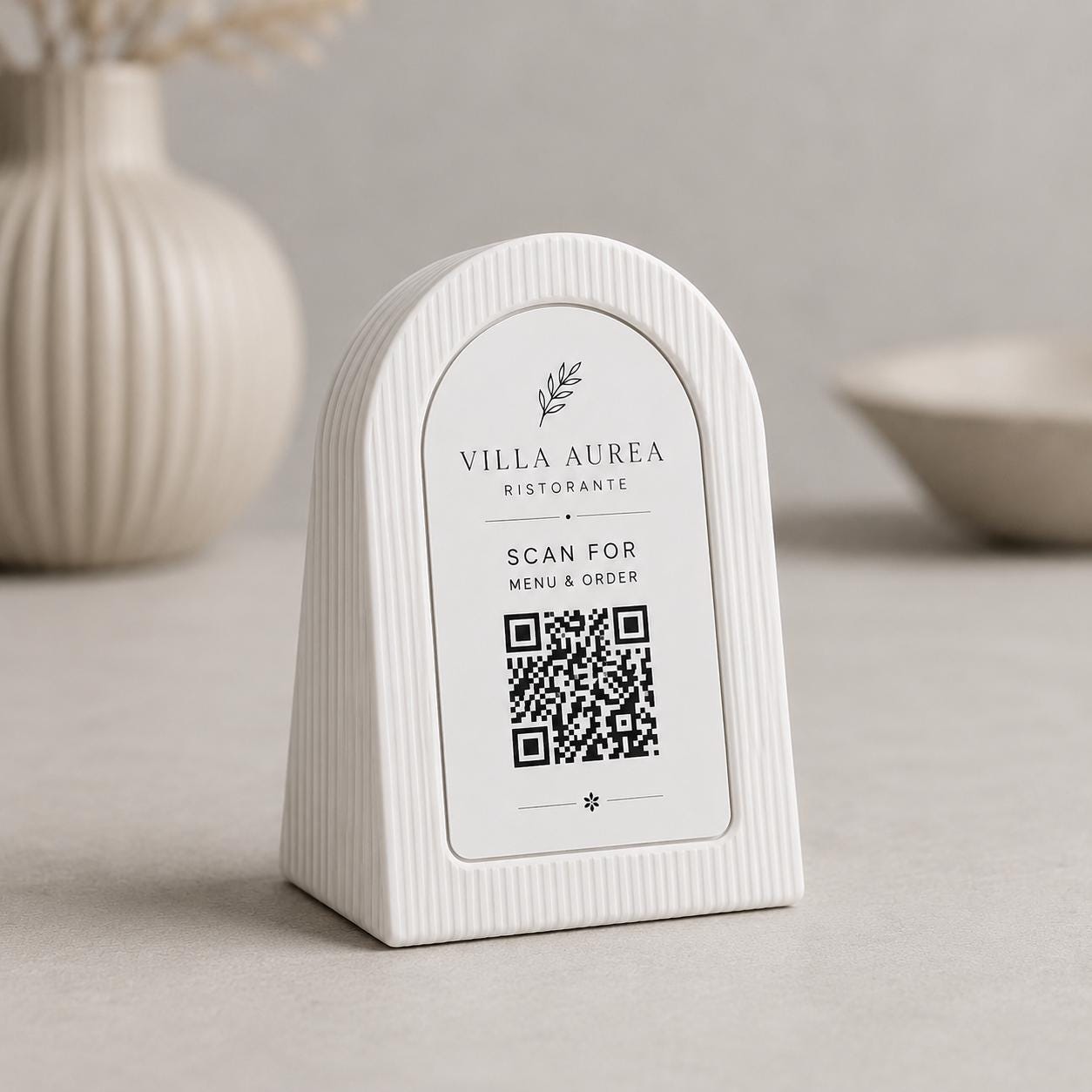 Qr code Linea japandi azzurro Espositore Menu QR Code in Stampa 3D e Lastra Incisa al Laser – Linea Japandi Minimal