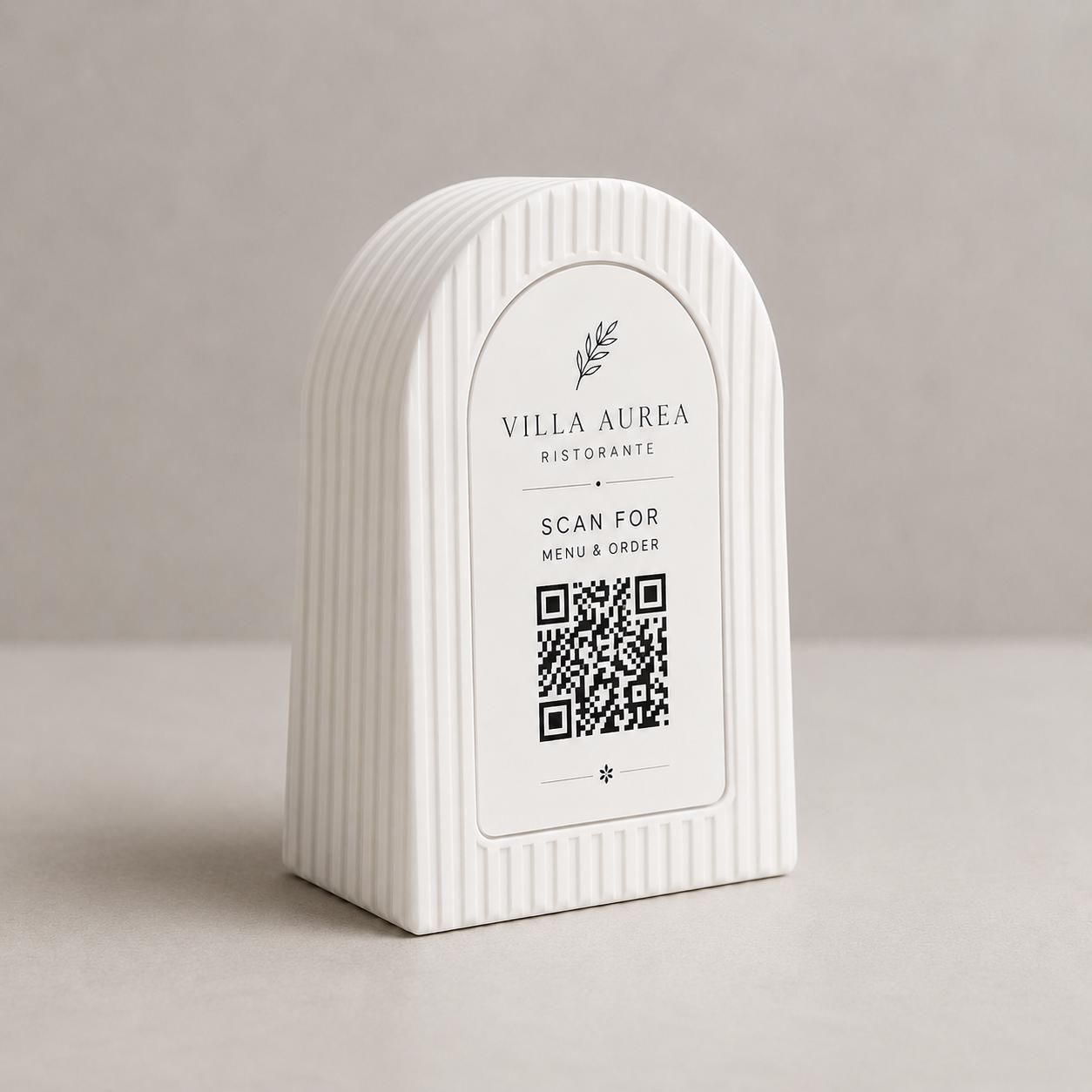 Qr code Linea japandi boho Espositore Menu QR Code in Stampa 3D e Lastra Incisa al Laser – Linea Japandi Minimal