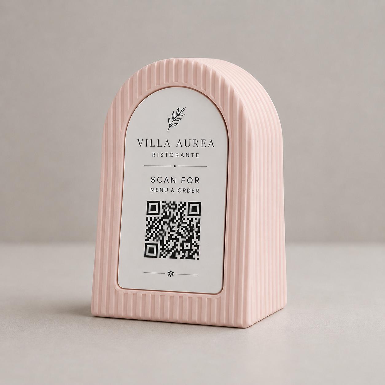 Qr code Linea japandi boho black matte Espositore Menu QR Code in Stampa 3D e Lastra Incisa al Laser – Linea Japandi Minimal