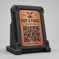 Porta QR Code Ristorante Stile Industrial rock hamburgeria black | Segnatavolo Personalizzato con Logo Steakhouse e Birrerie | Supporto Menu