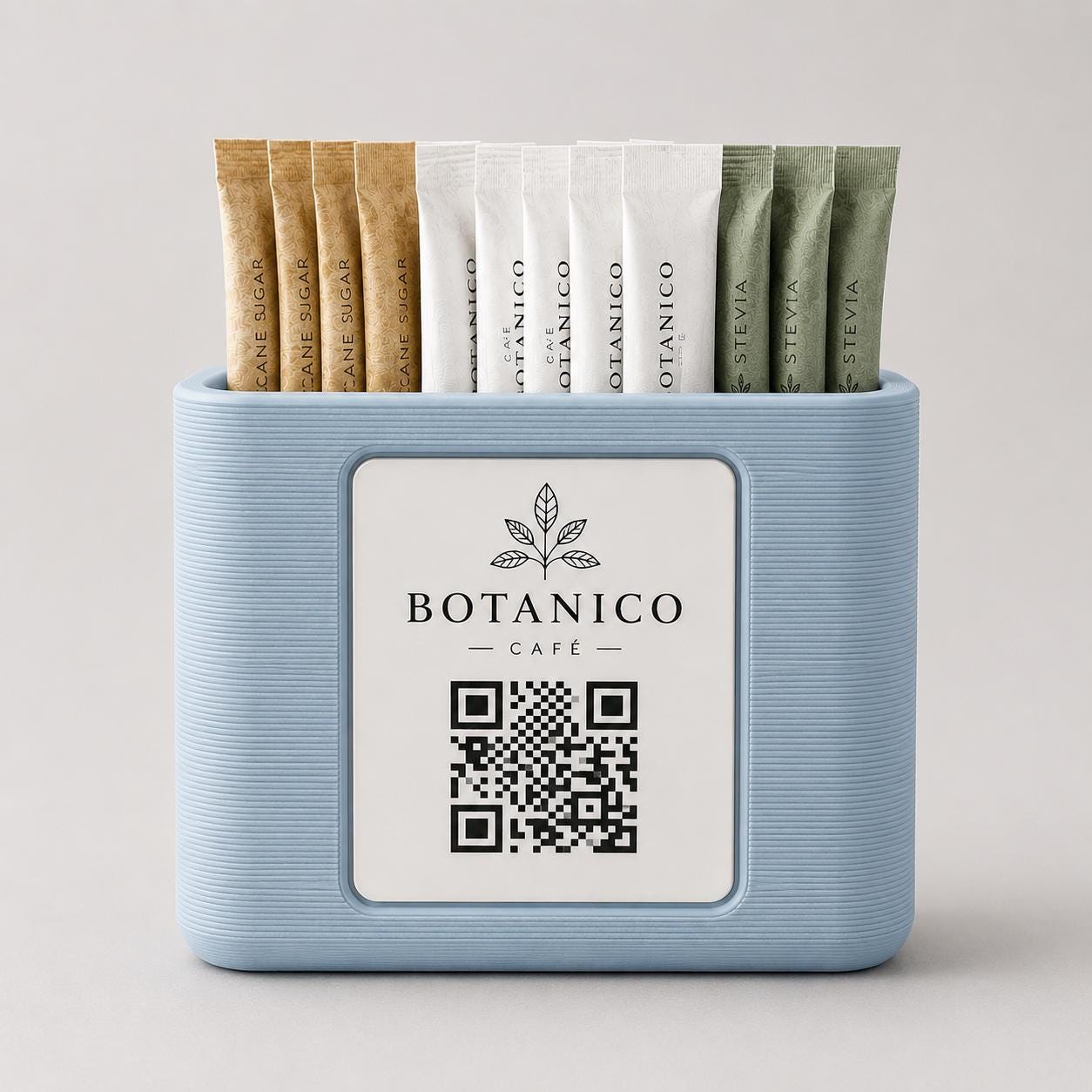 Organizzatore da Tavolo per Bustine di Zucchero bianco con QR Code Portabustine da zucchero con qr code per caffetterie bar