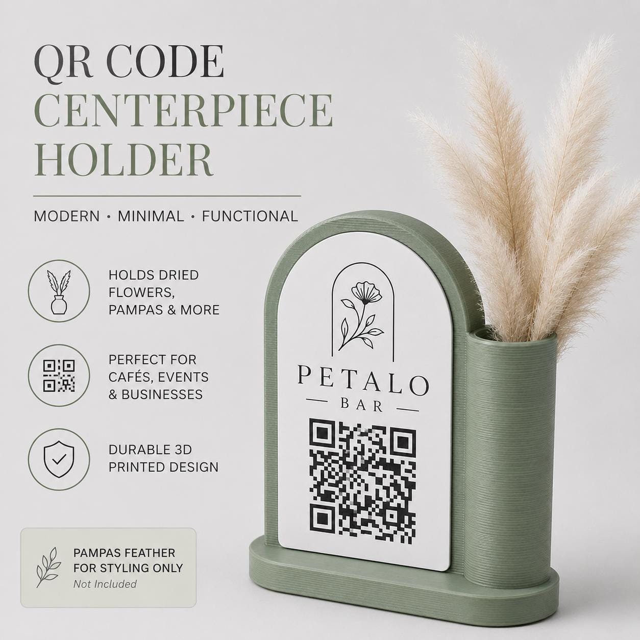 Centrotavola vasetto portafiori con QR Code per caffetterie bar