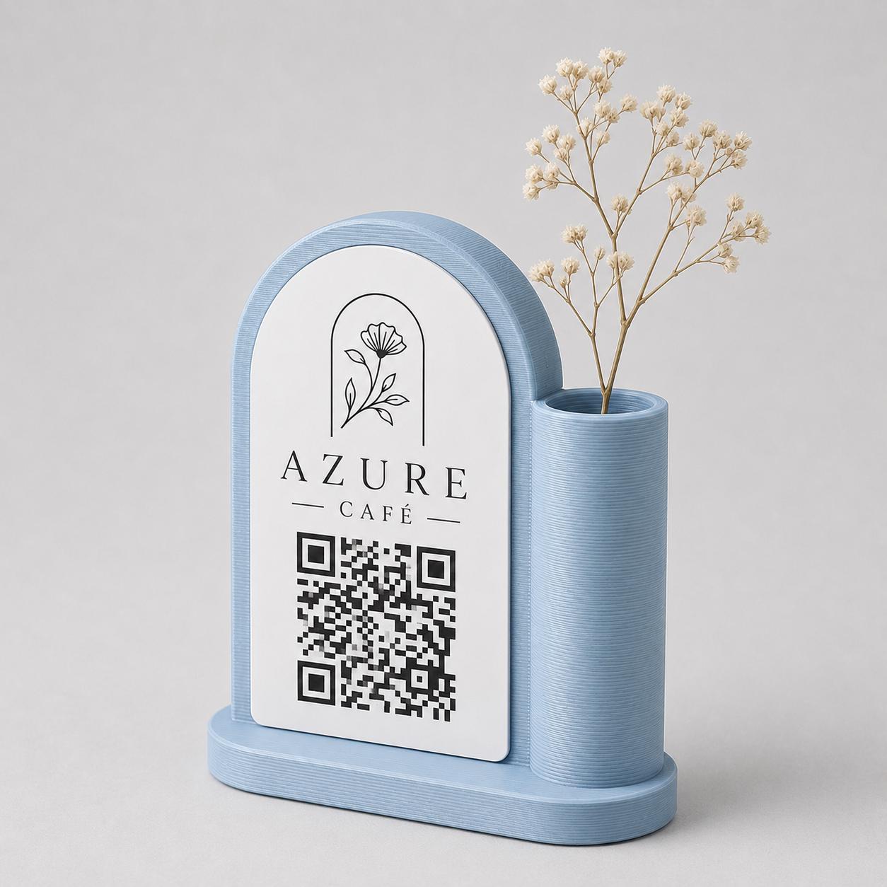 Centrotavola vasetto portafiori con QR Code per caffetterie bar