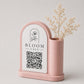 Centrotavola vasetto portafiori con QR Code per caffetterie bar per bar pasticceria bakery floreale qr code boho design
