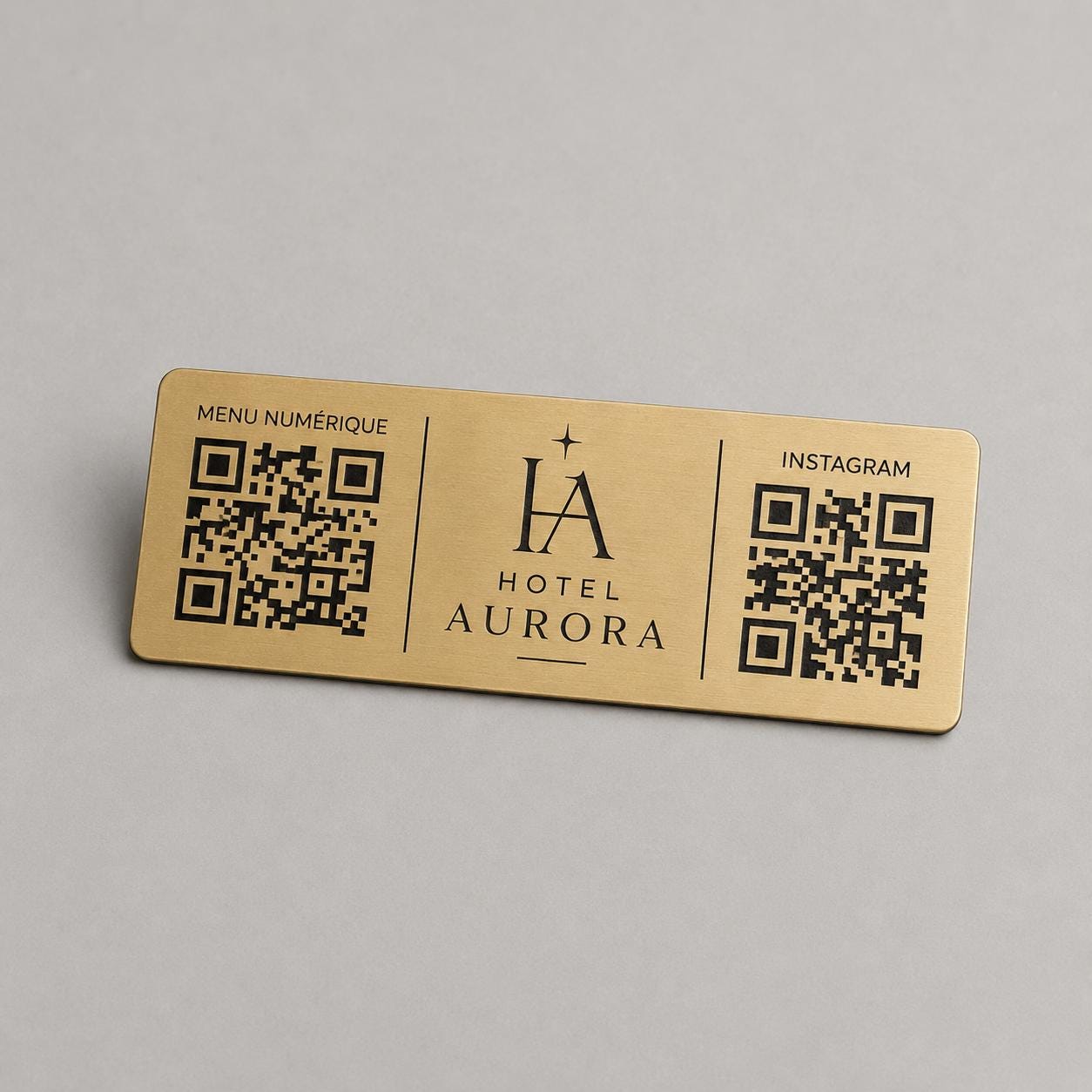 QR Code rettangolare in abs effetto ottone Personalizzato | Segnaposto Ristorante Elegante | Menu Digitale Menu qr