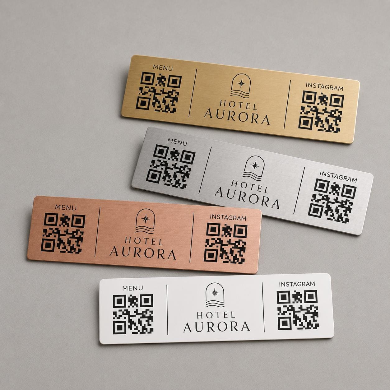 QR Code rettangolare in abs effetto bianco Personalizzato | Segnaposto Ristorante Elegante | Menu Digitale Menu qr